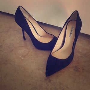 Charles David black suede pointed heels